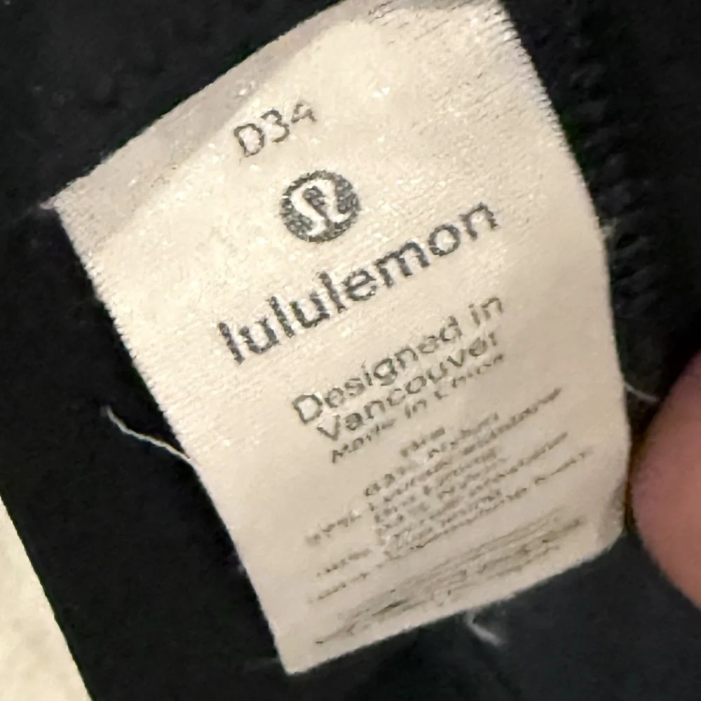 Lululemon Athletica Black and Pink Lace Print Sports Bra, Size 34D